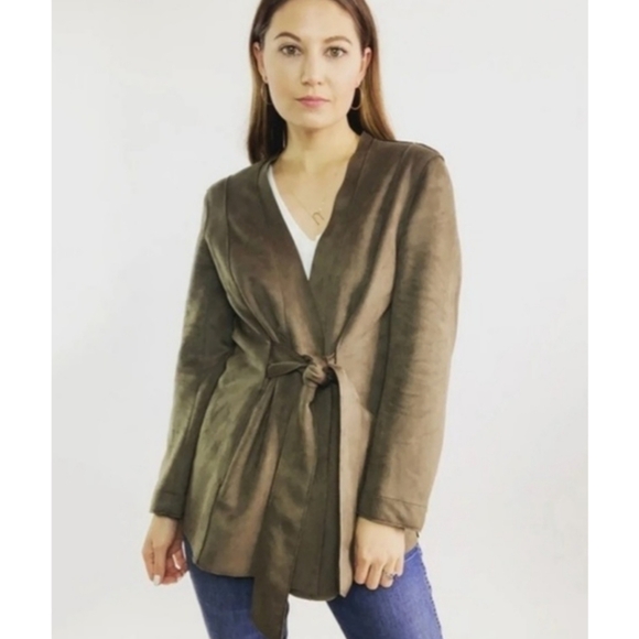 ZARA Faux Suede Front Tie Jacket - Picture 2 of 10
